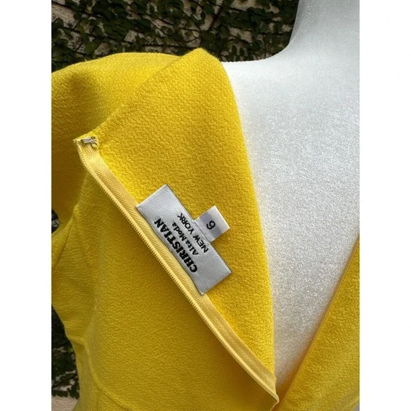 1980's Christian Alta Moda New York canary yellow sleeveless sheath dress